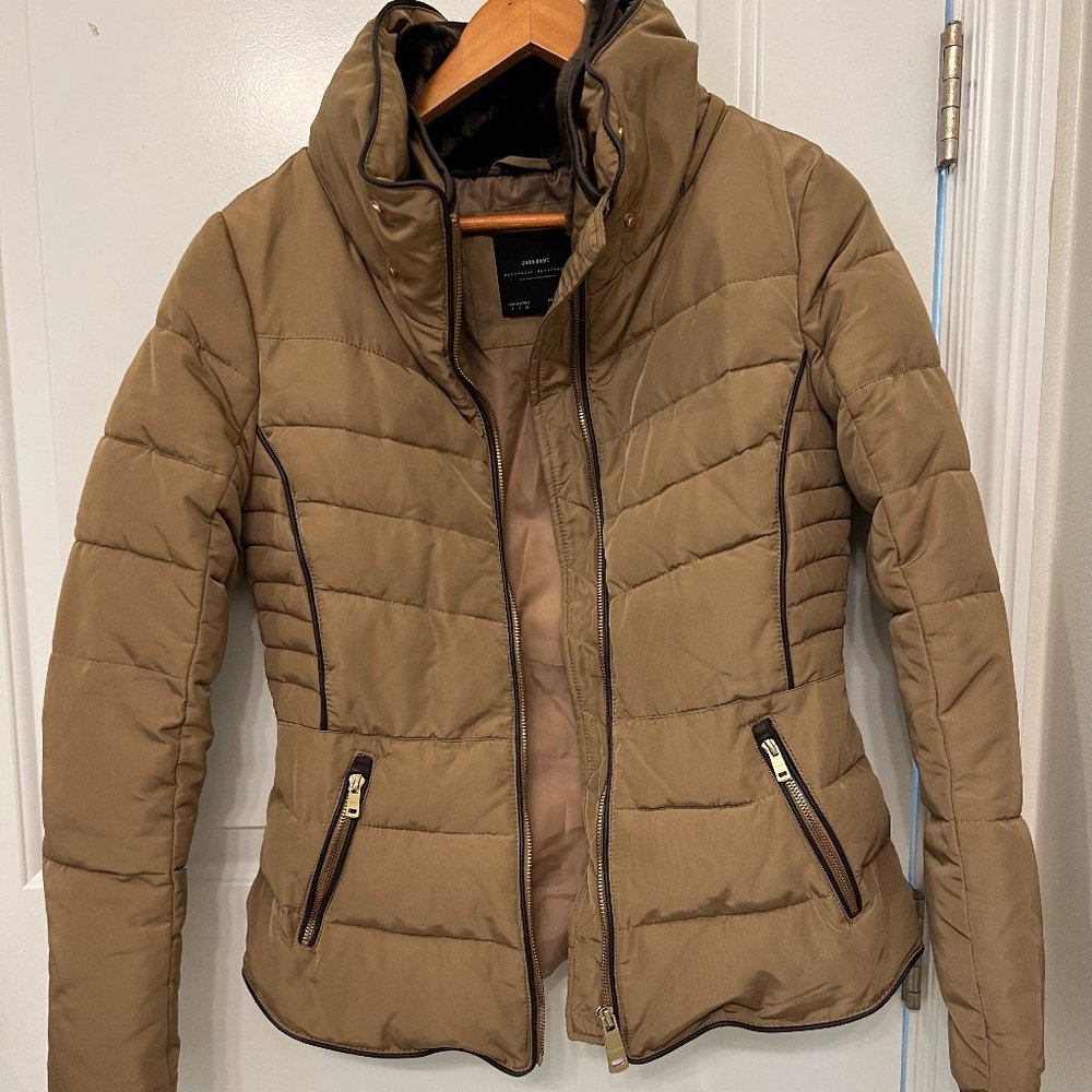 Zara Puffer Jacket with Removable Hood